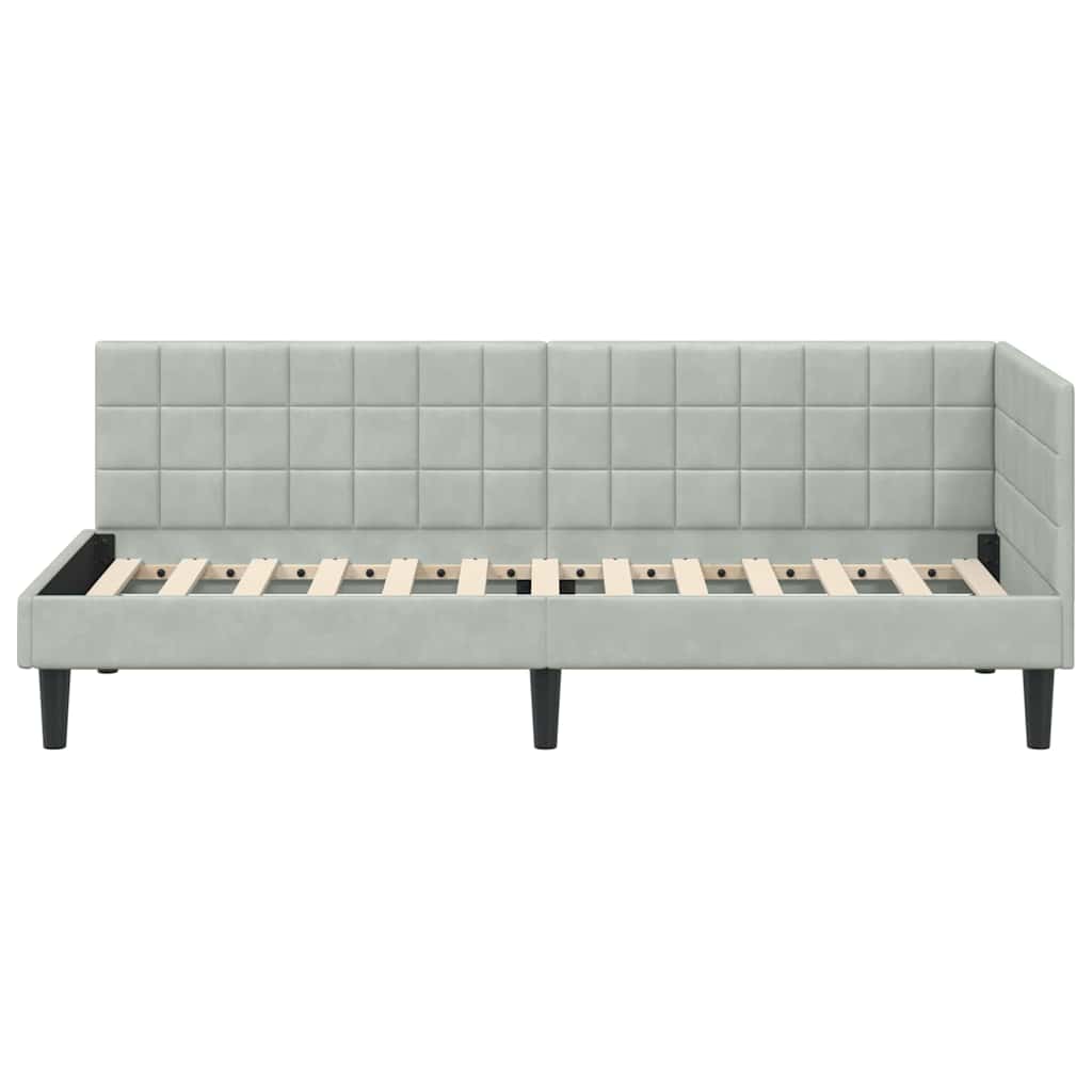 Corner Bed Frame with Headboard Light grey 80 x 200 cm Velvet