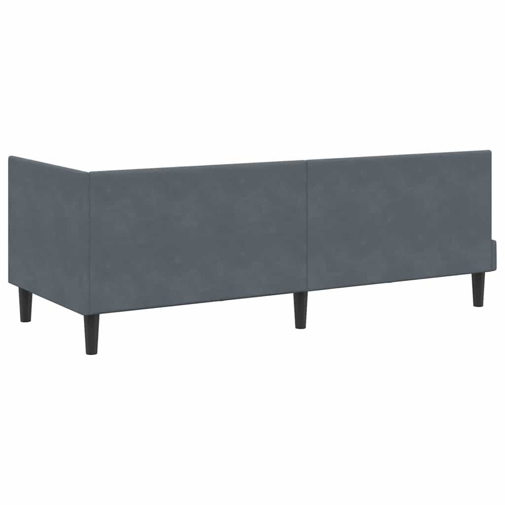 Corner Bed Frame with Headboard Dark grey 80 x 200 cm Velvet