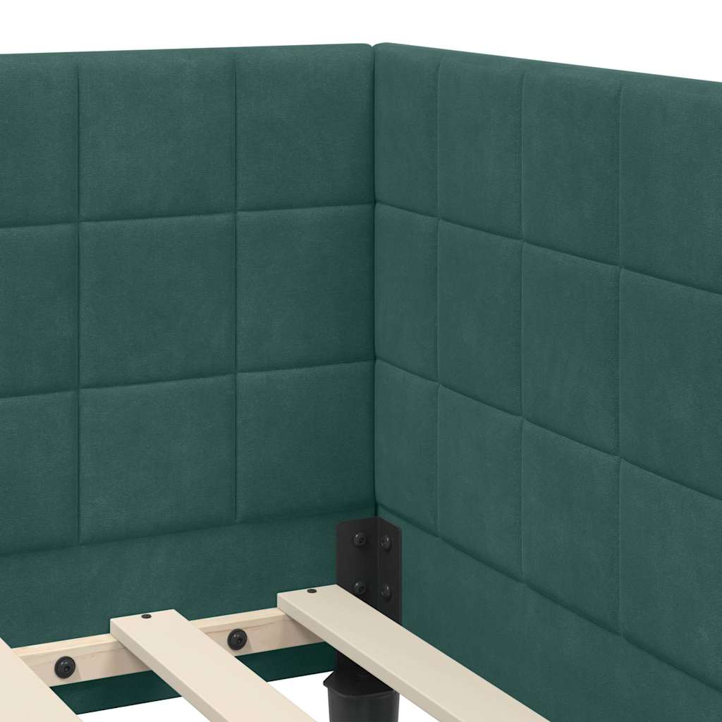 Corner Bed Frame with Headboard Dark green 80 x 200 cm Velvet