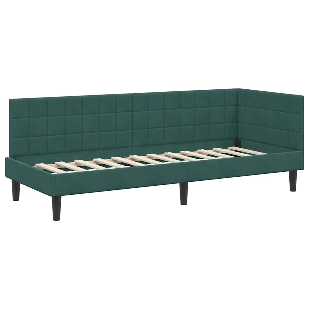 Corner Bed Frame with Headboard Dark green 80 x 200 cm Velvet