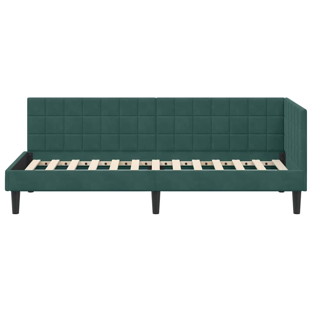 Corner Bed Frame with Headboard Dark green 80 x 200 cm Velvet