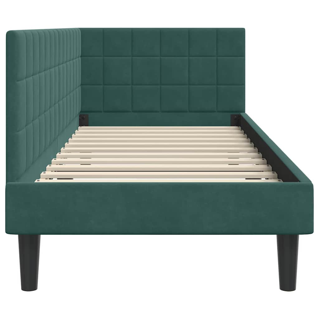 Corner Bed Frame with Headboard Dark green 80 x 200 cm Velvet