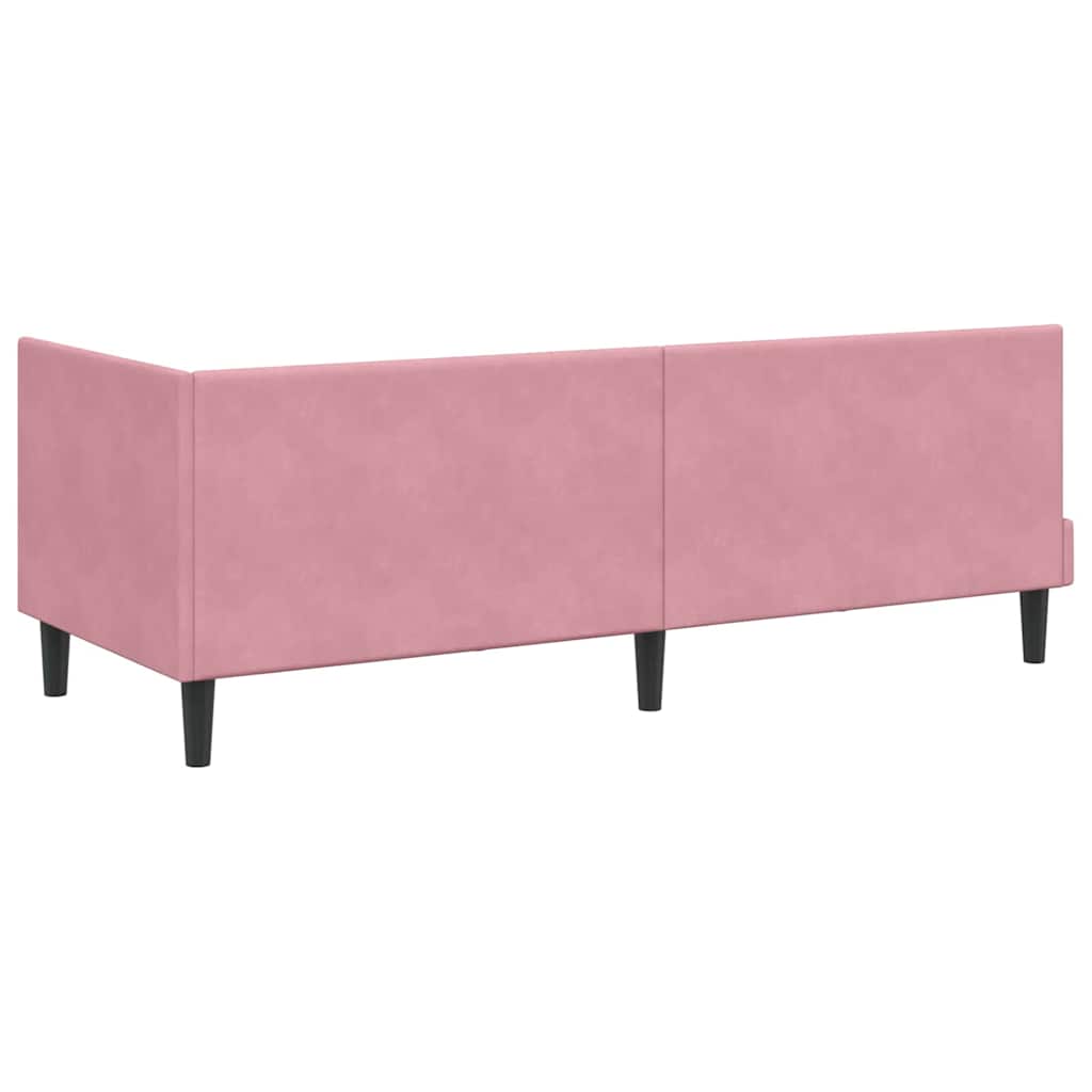 Corner Bed Frame with Headboard Pink 80 x 200 cm Velvet