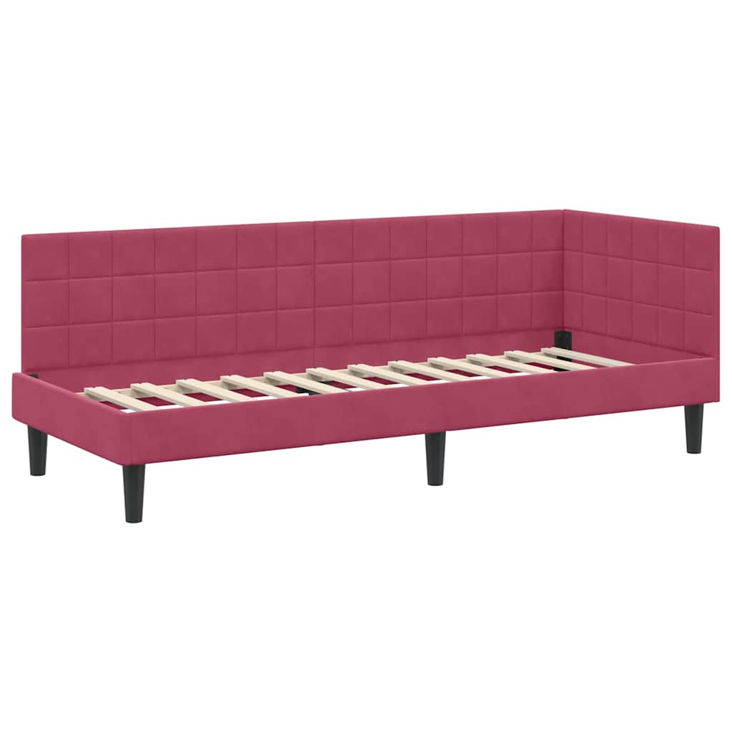 Corner Bed Frame with Headboard Wine red 80 x 200 cm Velvet