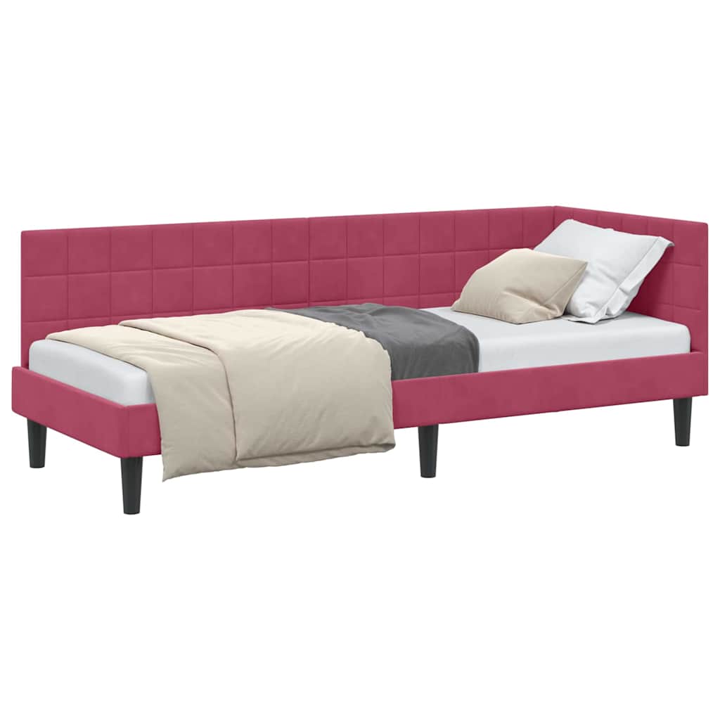 Corner Bed Frame with Headboard Wine red 80 x 200 cm Velvet