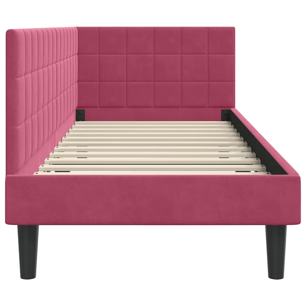 Corner Bed Frame with Headboard Wine red 80 x 200 cm Velvet