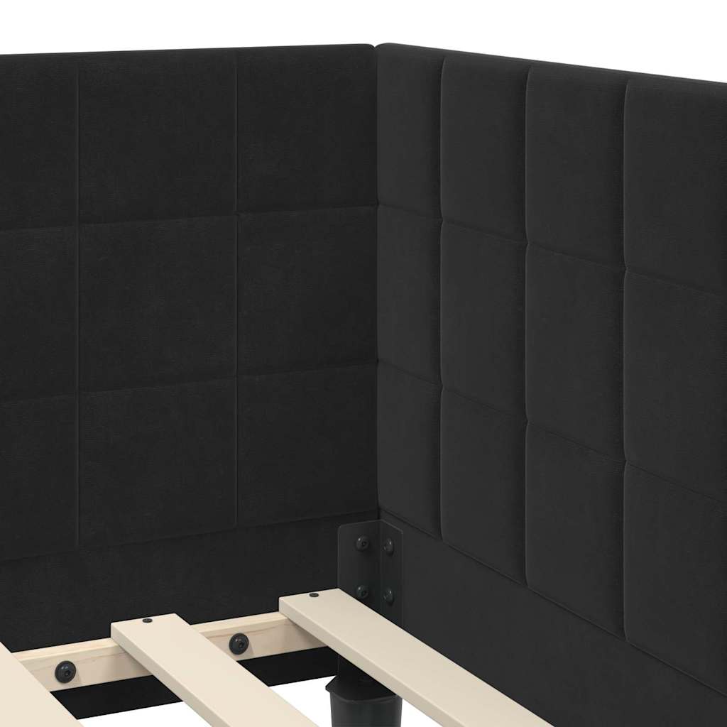 Corner Bed Frame with Headboard Black 80 x 200 cm Velvet