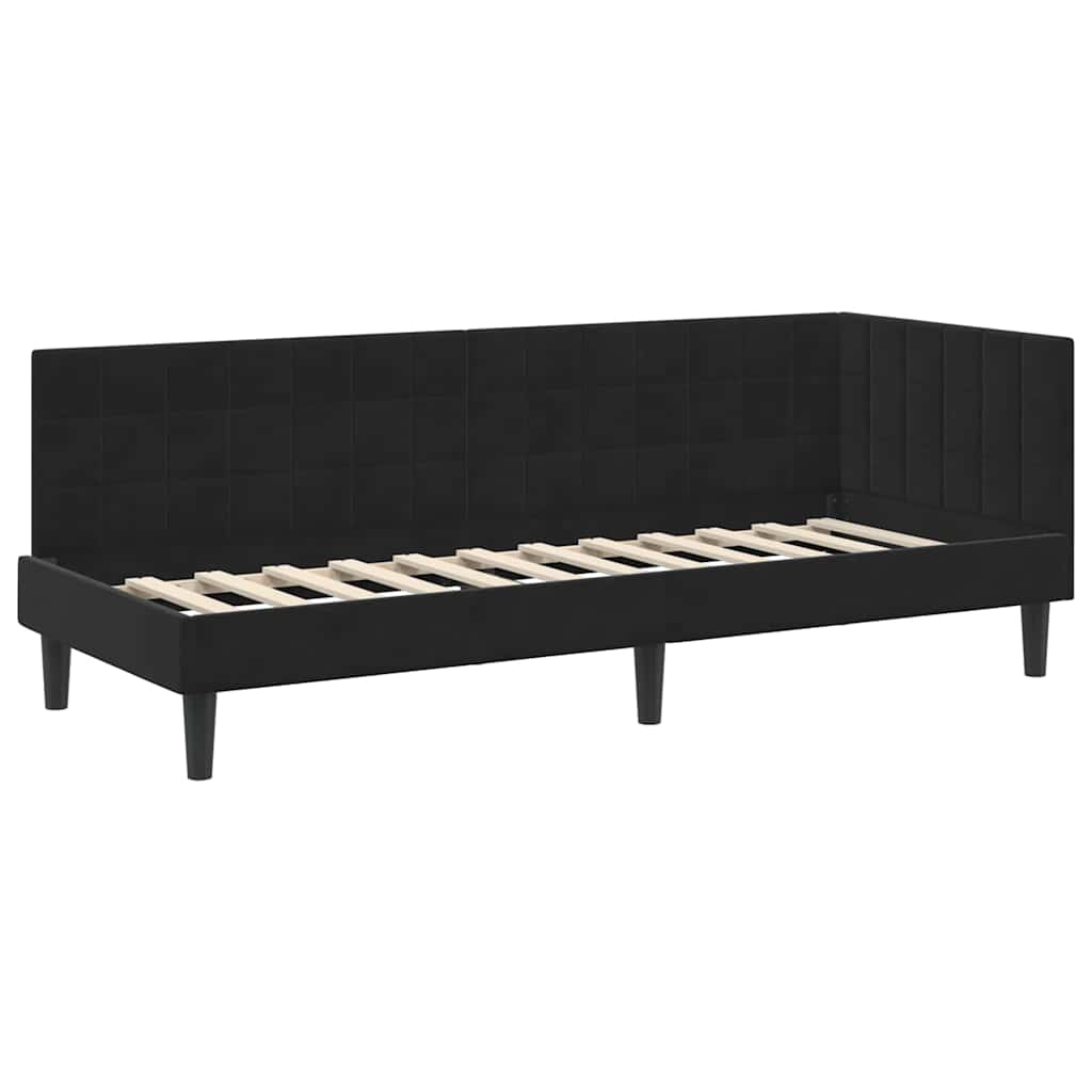 Corner Bed Frame with Headboard Black 80 x 200 cm Velvet