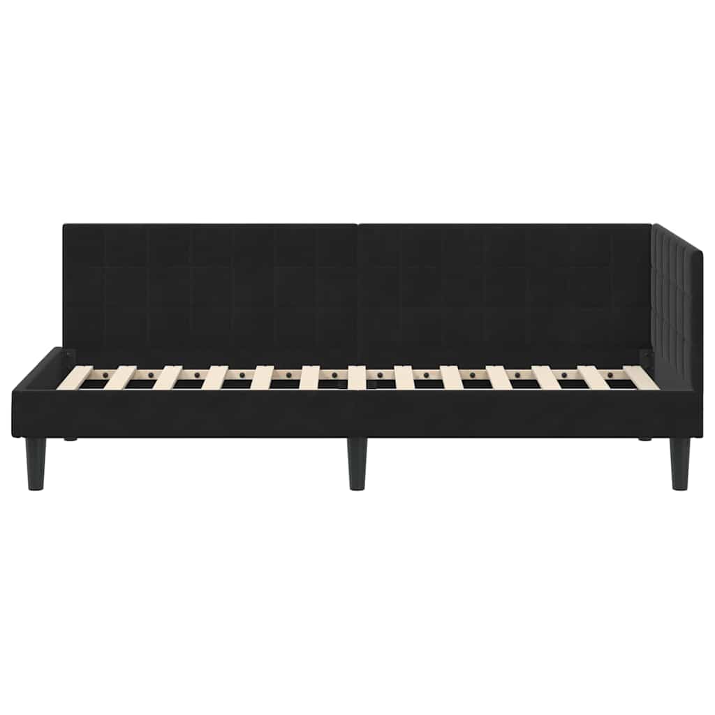 Corner Bed Frame with Headboard Black 80 x 200 cm Velvet
