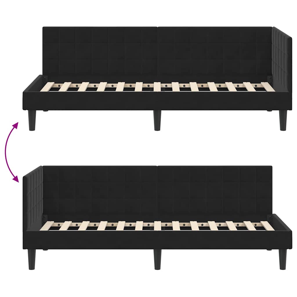 Corner Bed Frame with Headboard Black 80 x 200 cm Velvet