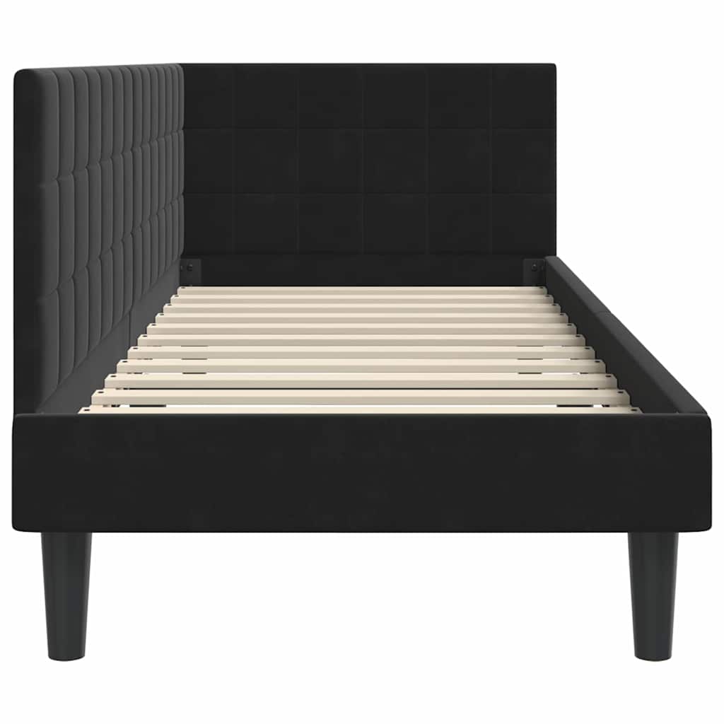 Corner Bed Frame with Headboard Black 80 x 200 cm Velvet