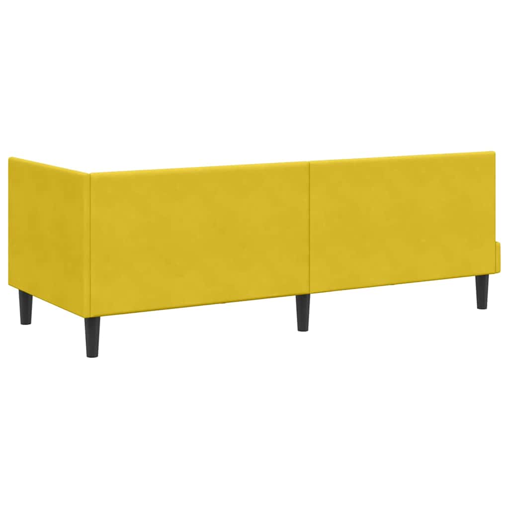 Corner Bed Frame with Headboard Yellow 80 x 200 cm Velvet