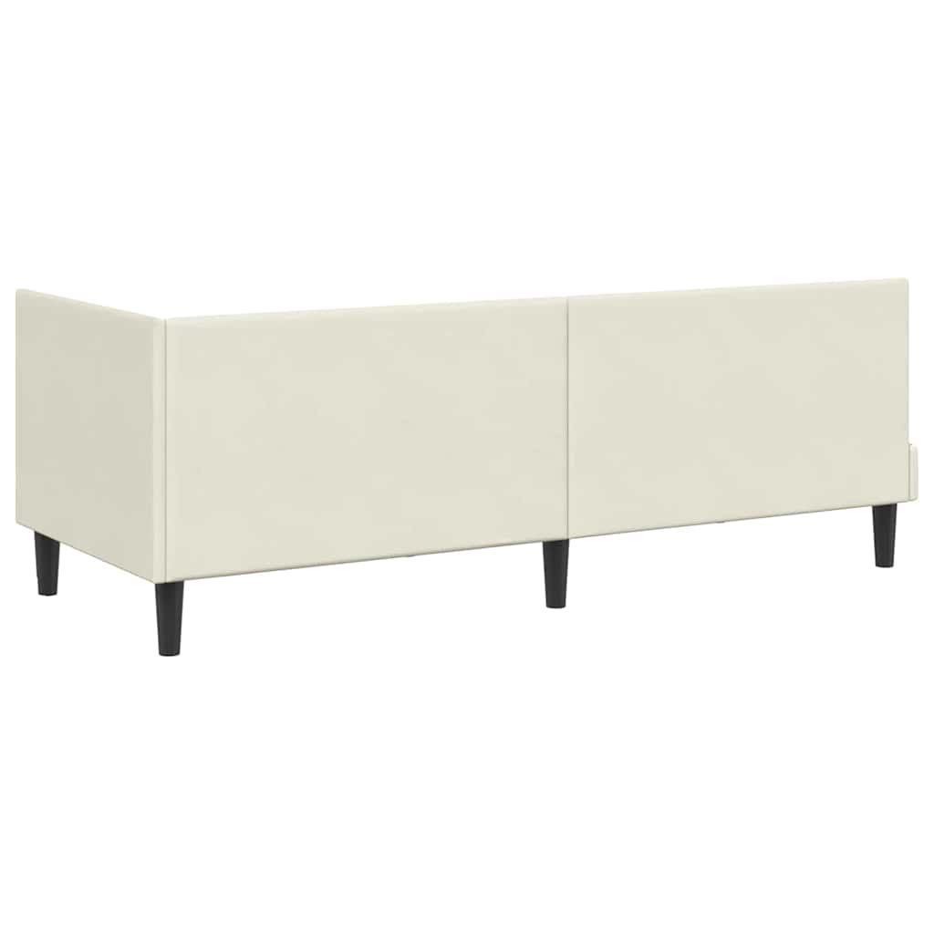 Corner Bed Frame with Headboard Cream 80 x 200 cm Velvet