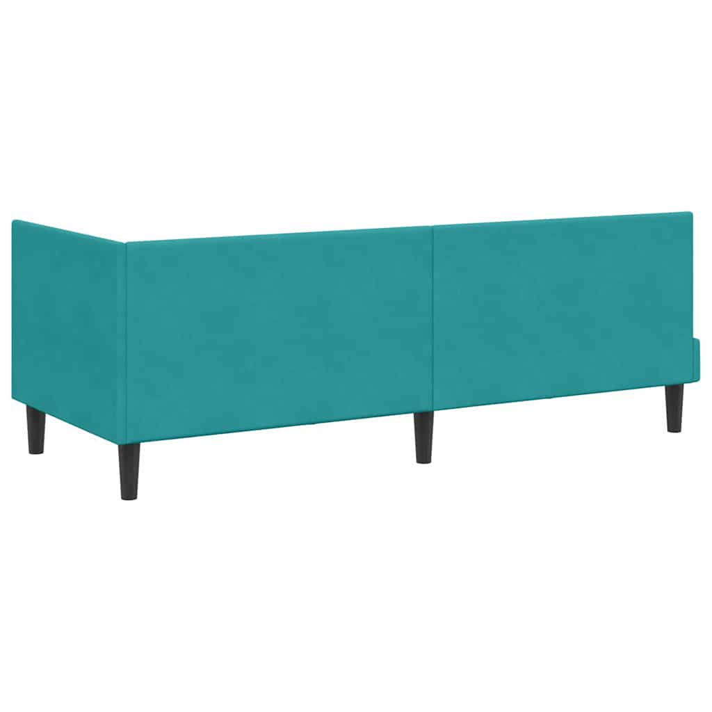 Corner Bed Frame with Headboard Turquoise 80 x 200 cm Velvet