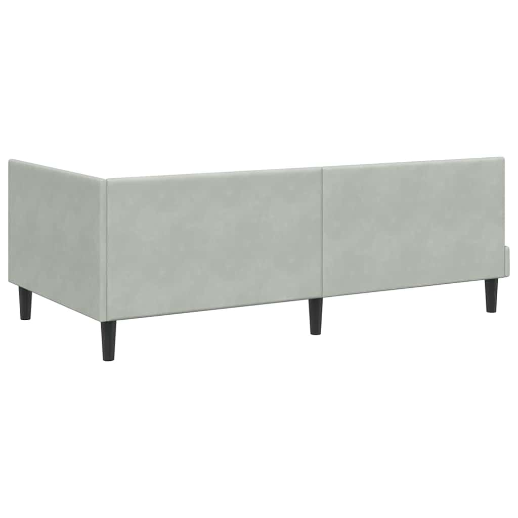 Corner Bed Frame with Headboard Light grey 90 x 190 cm Velvet