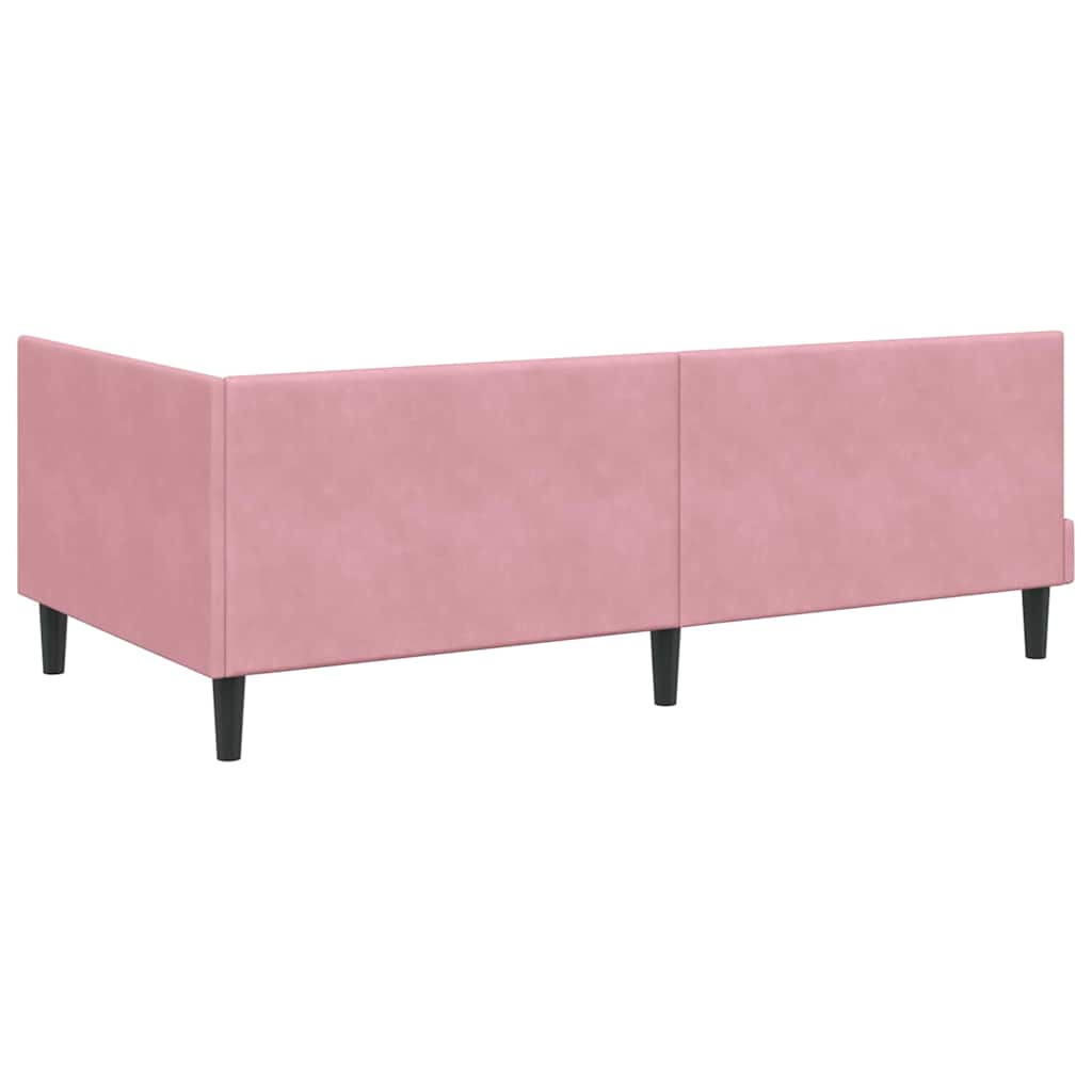 Corner Bed Frame with Headboard Pink 100 x 200 cm Velvet