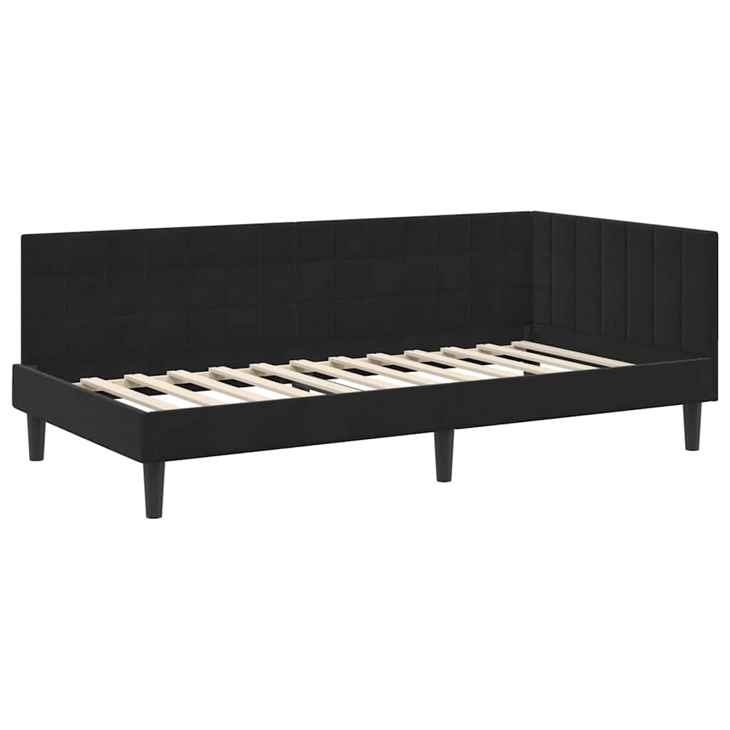 Corner Bed Frame with Headboard Black 100 x 200 cm Velvet
