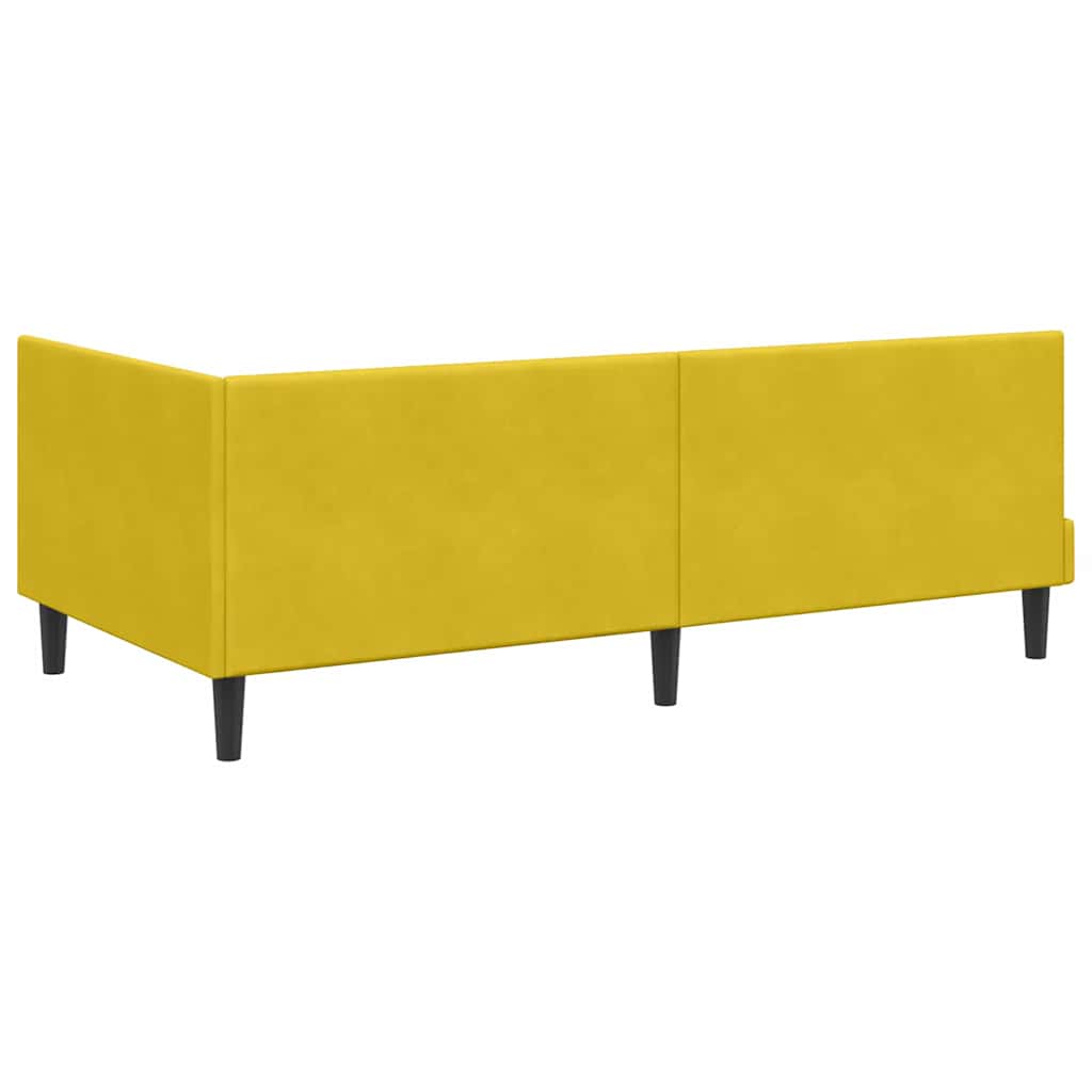 Corner Bed Frame with Headboard Yellow 100 x 200 cm Velvet