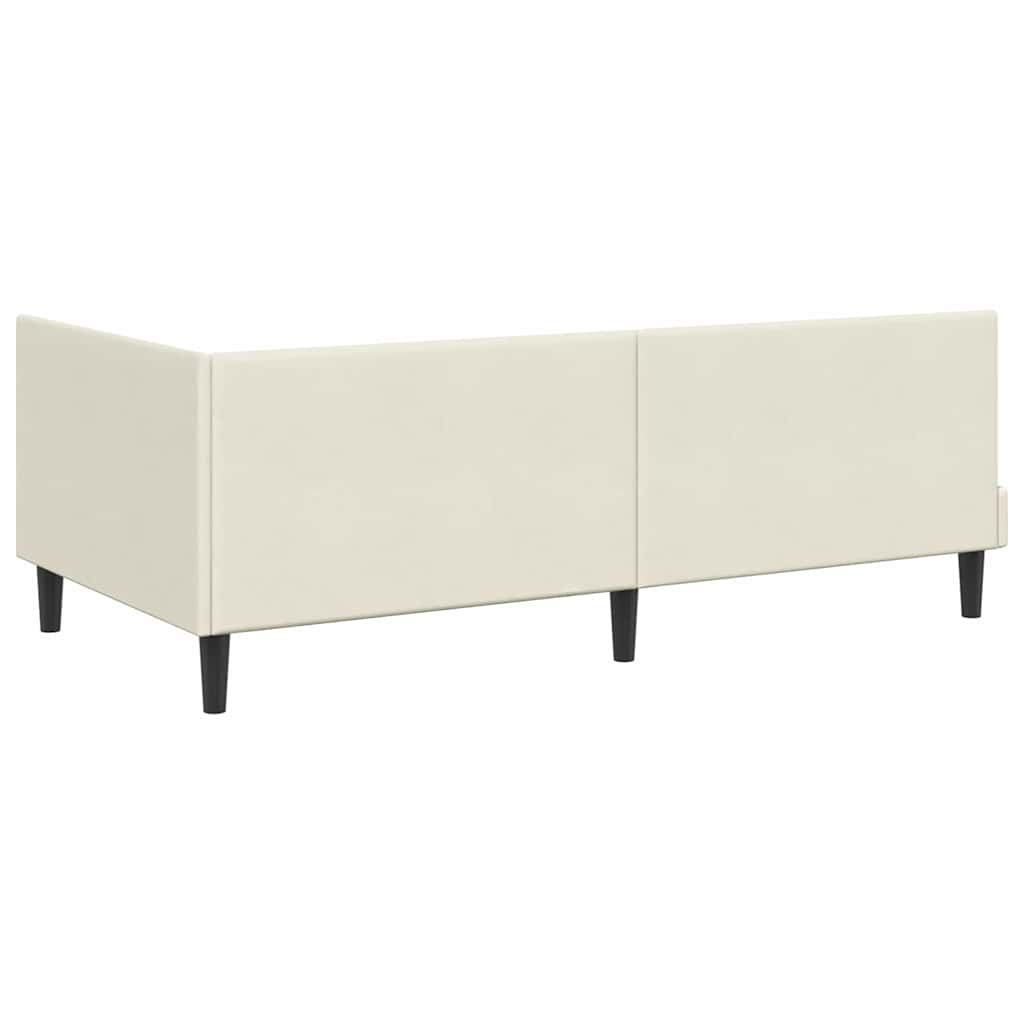 Corner Bed Frame with Headboard Cream 100 x 200 cm Velvet
