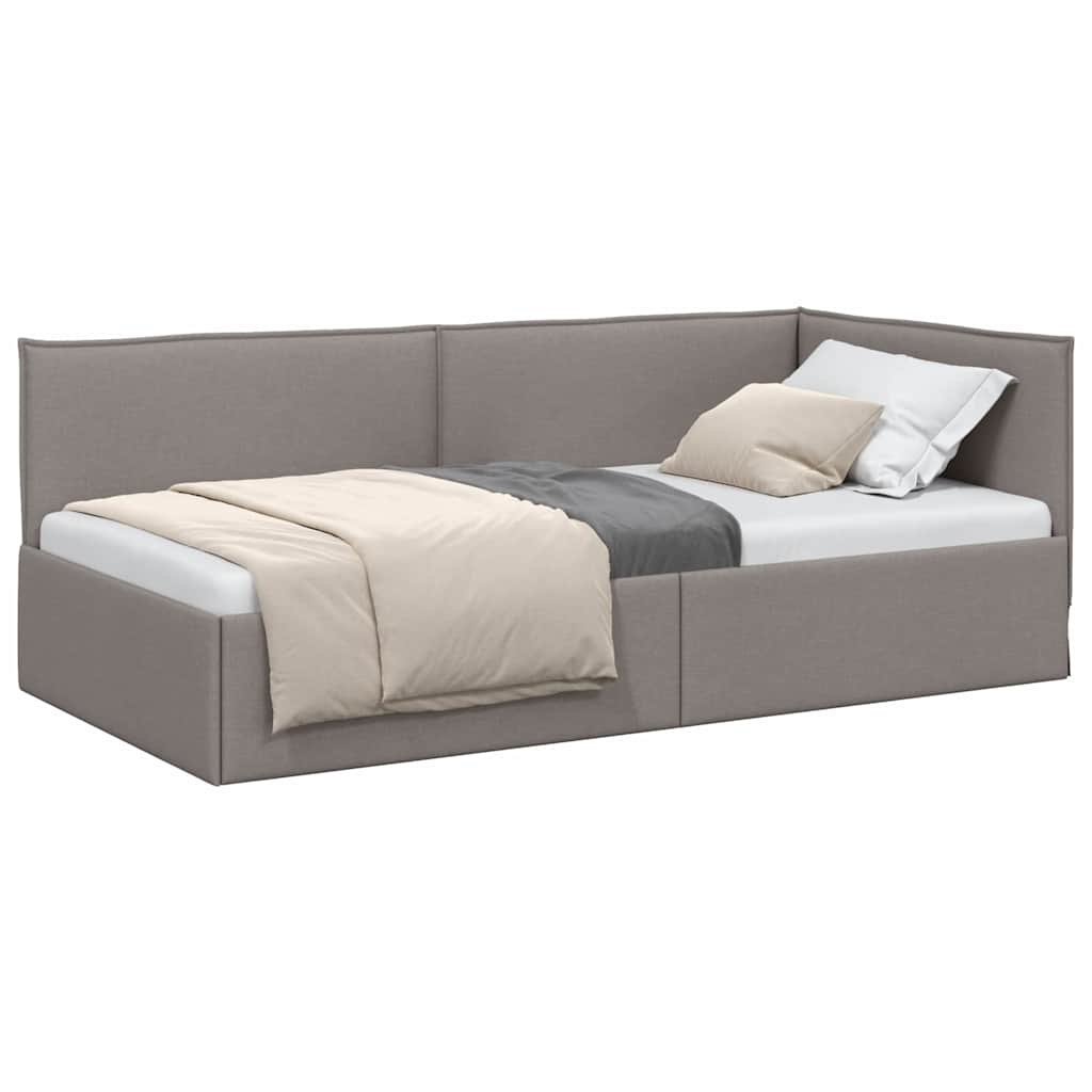 Corner Bed Frame with Headboard Taupe 80 x 200 cm Fabric