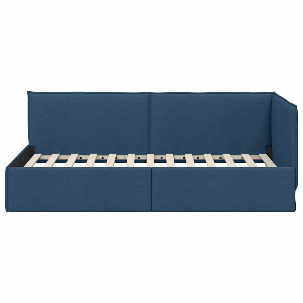 Corner Bed Frame with Headboard Blue 80 x 200 cm Fabric