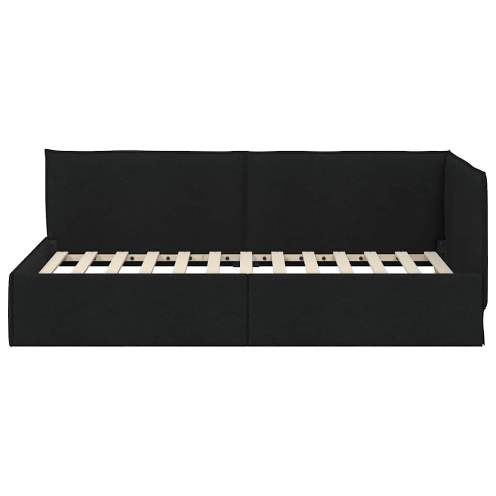 Corner Bed Frame with Headboard Black 90 x 190 cm Fabric