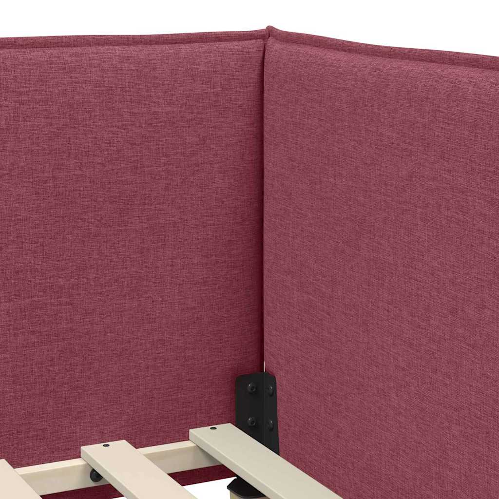 Corner Bed Frame with Headboard Wine red 90 x 190 cm Fabric
