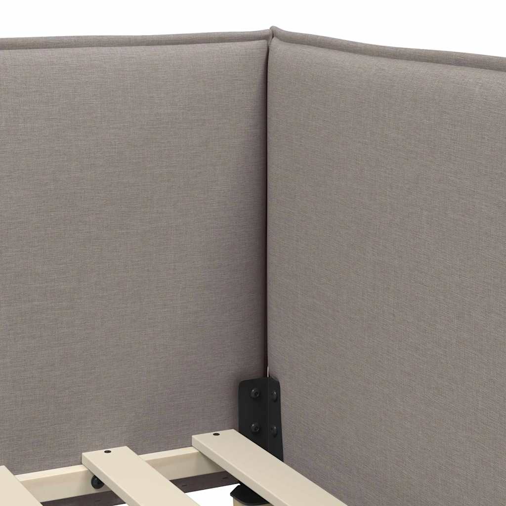Corner Bed Frame with Headboard Taupe 90 x 190 cm Fabric