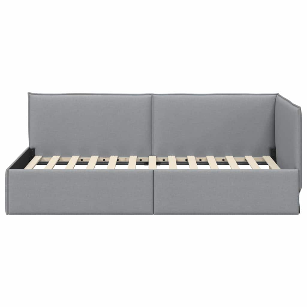 Corner Bed Frame with Headboard Light grey 90 x 200 cm Fabric