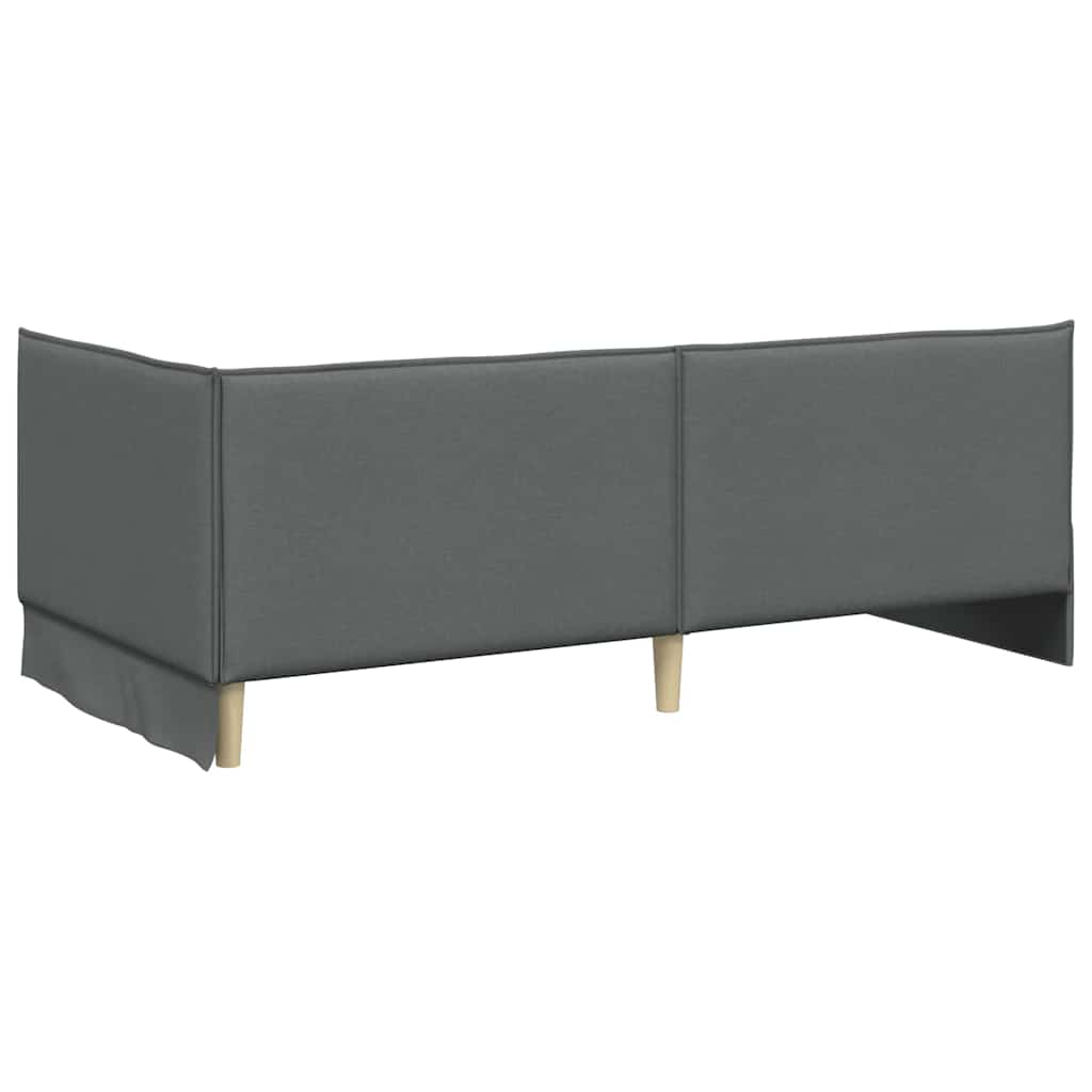 Corner Bed Frame with Headboard Dark grey 90 x 200 cm Fabric