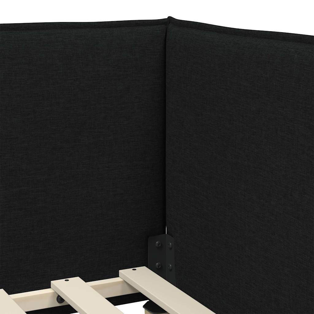 Corner Bed Frame with Headboard Black 90 x 200 cm Fabric