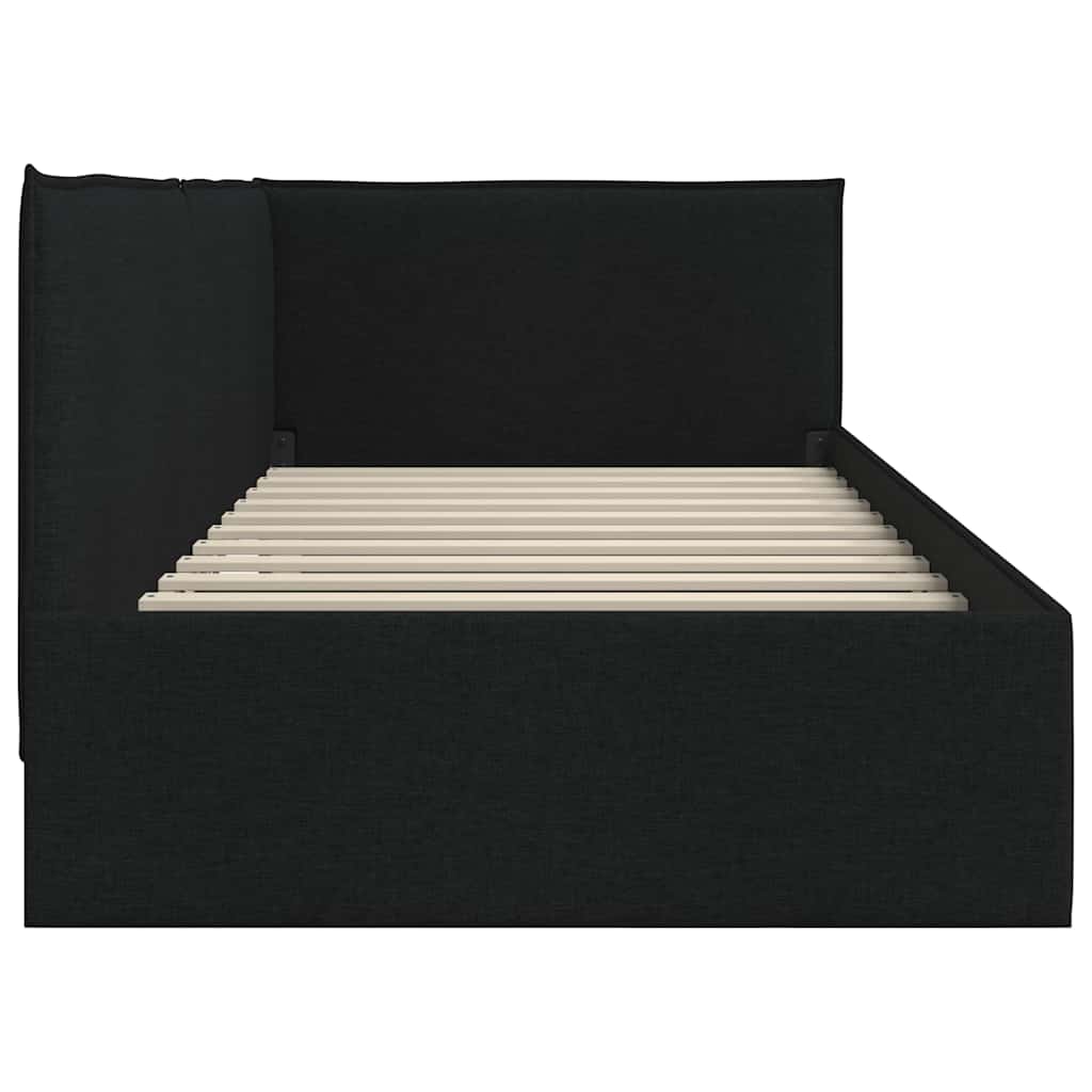 Corner Bed Frame with Headboard Black 90 x 200 cm Fabric