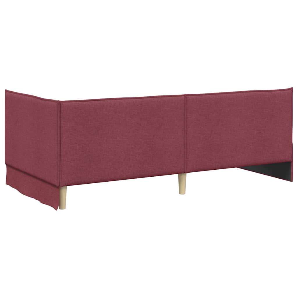Corner Bed Frame with Headboard Wine red 90 x 200 cm Fabric