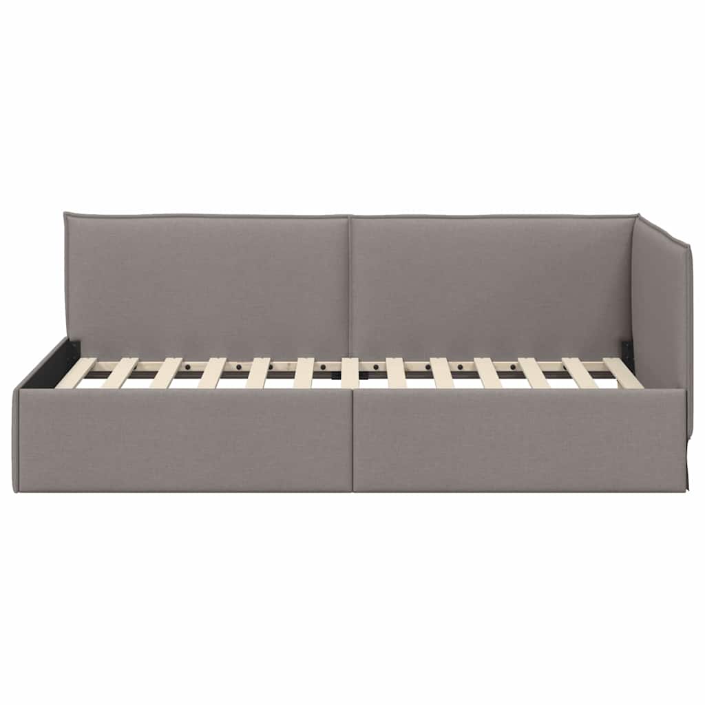 Corner Bed Frame with Headboard Taupe 90 x 200 cm Fabric