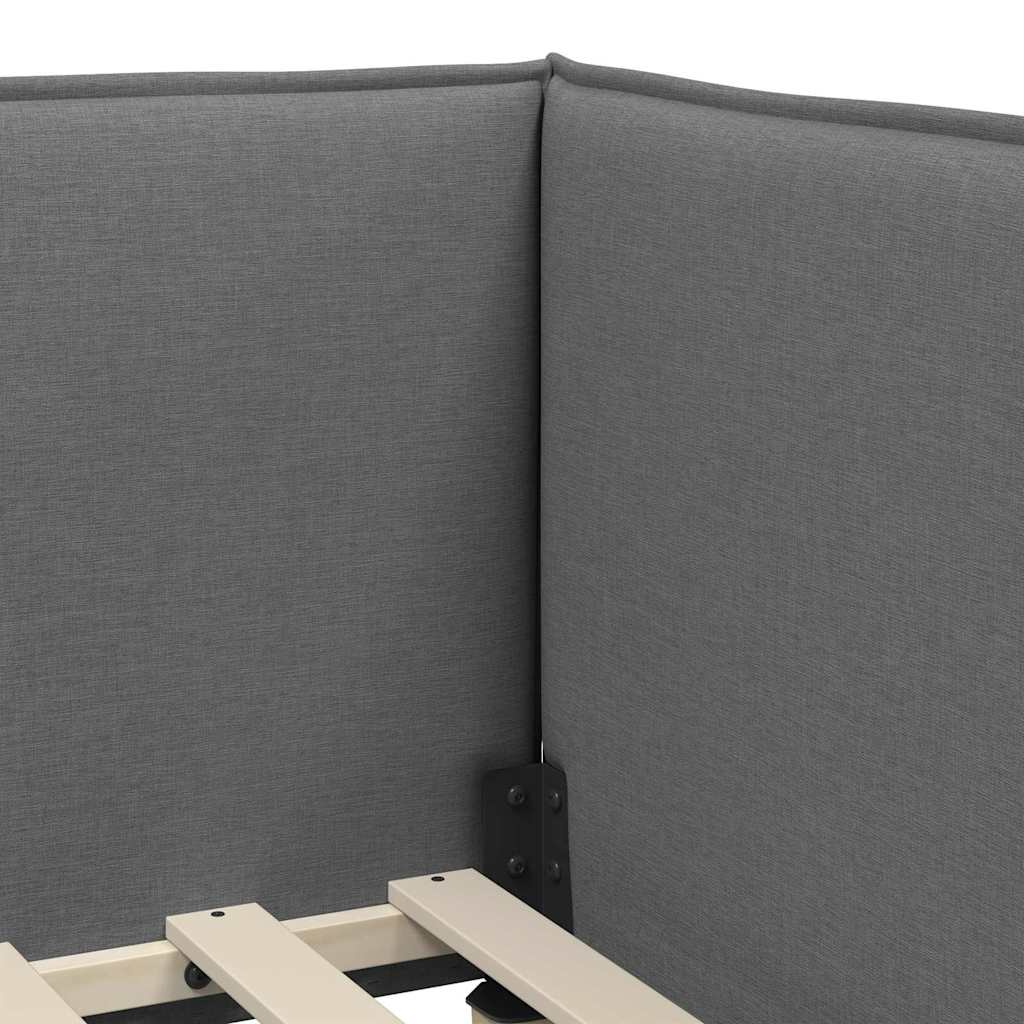 Corner Bed Frame with Headboard Dark grey 100 x 200 cm Fabric
