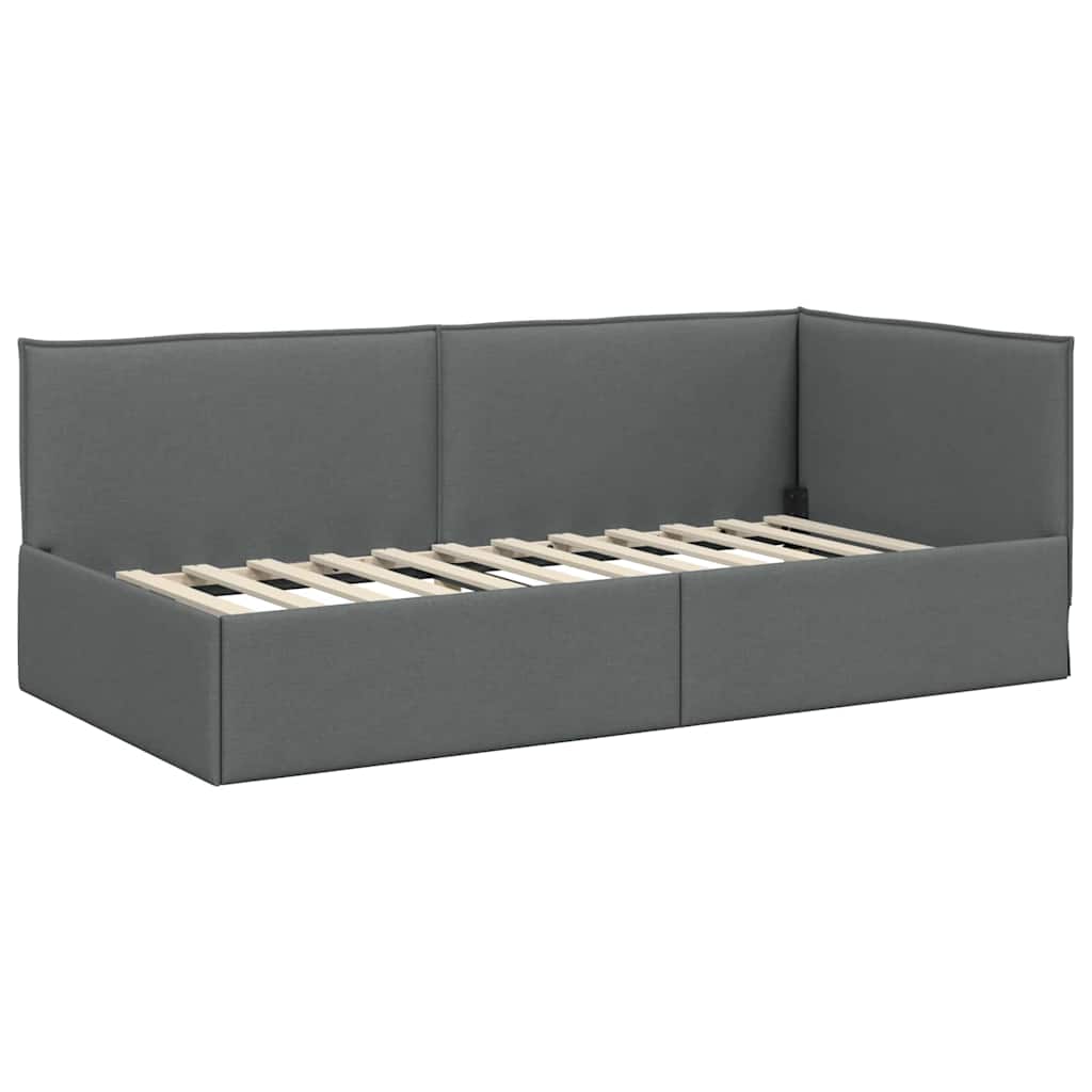 Corner Bed Frame with Headboard Dark grey 100 x 200 cm Fabric