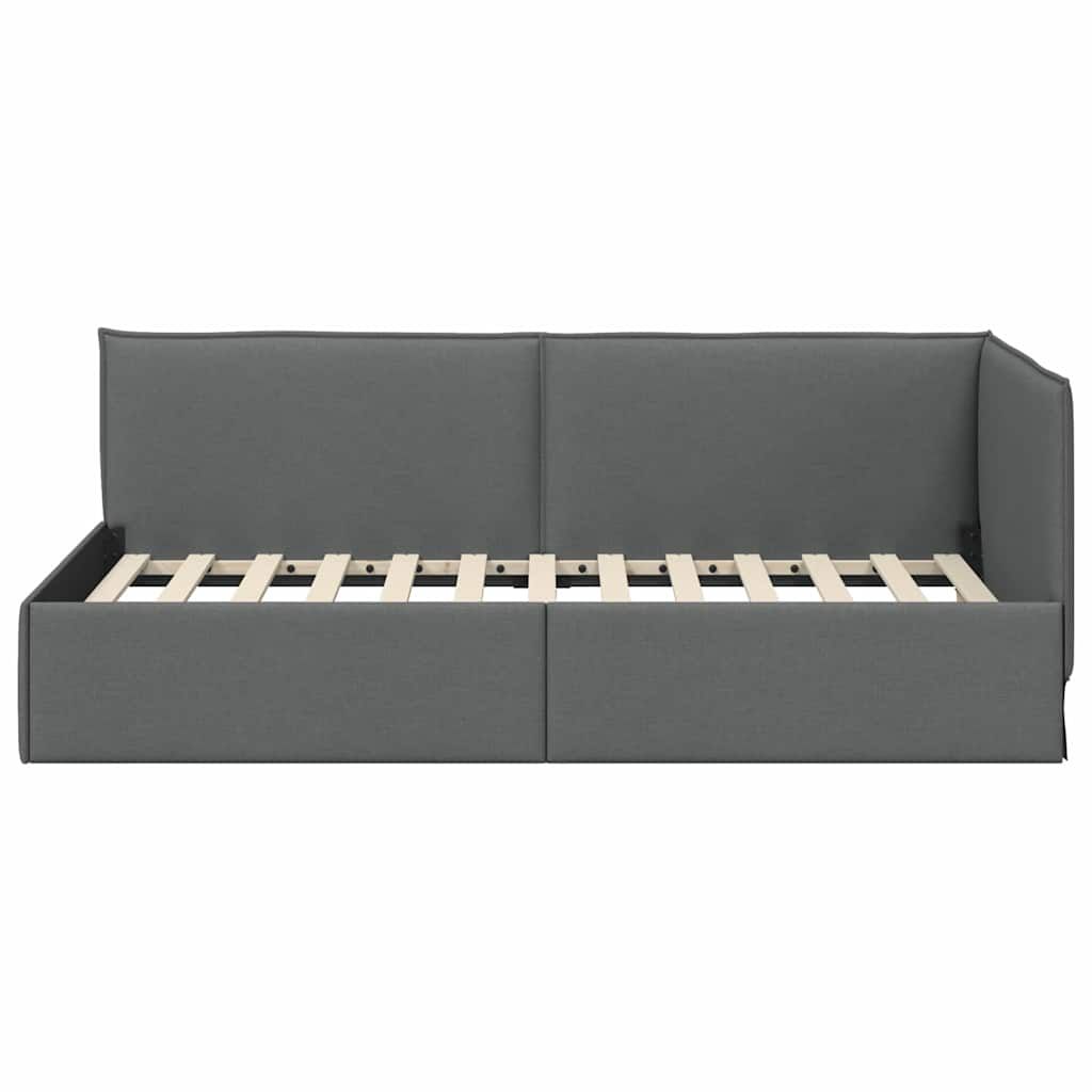 Corner Bed Frame with Headboard Dark grey 100 x 200 cm Fabric