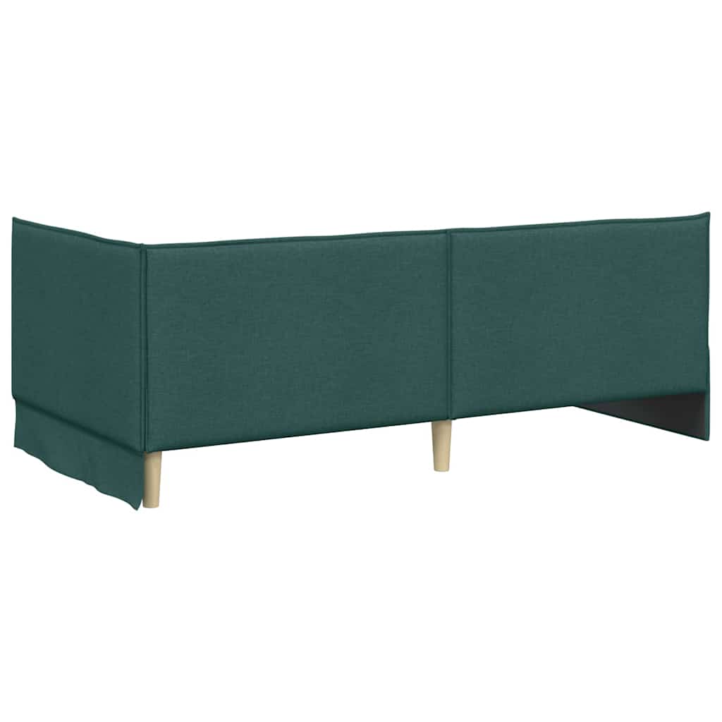 Corner Bed Frame with Headboard Dark green 100 x 200 cm Fabric