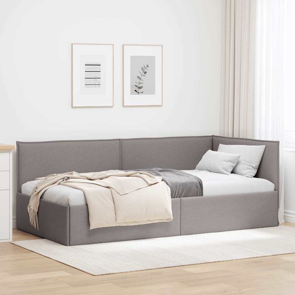 Corner Bed Frame with Headboard Taupe 100 x 200 cm Fabric