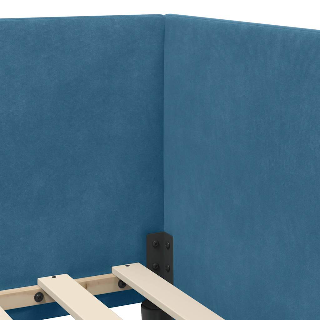Corner Bed Frame with Headboard Blue 80 x 200 cm Velvet