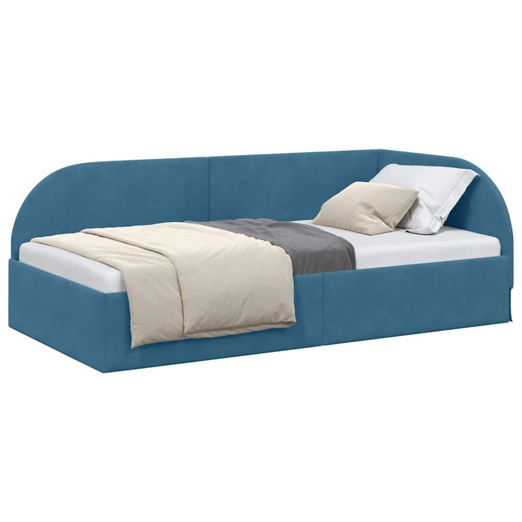 Corner Bed Frame with Headboard Blue 80 x 200 cm Velvet