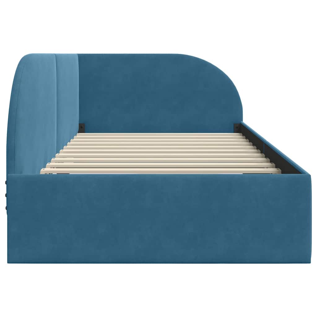 Corner Bed Frame with Headboard Blue 80 x 200 cm Velvet