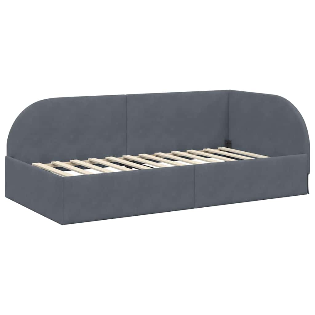 Corner Bed Frame with Headboard Dark grey 80 x 200 cm Velvet