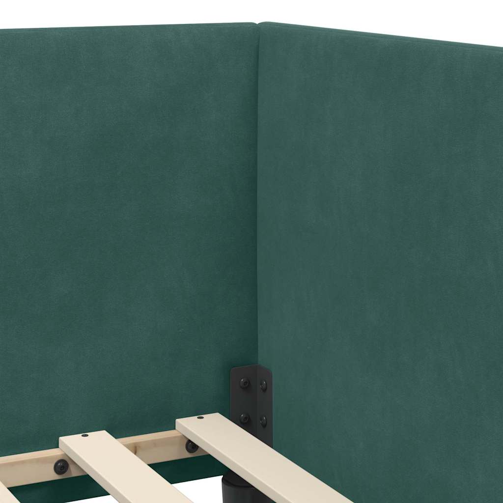 Corner Bed Frame with Headboard Dark green 80 x 200 cm Velvet