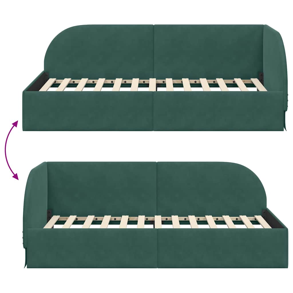 Corner Bed Frame with Headboard Dark green 80 x 200 cm Velvet