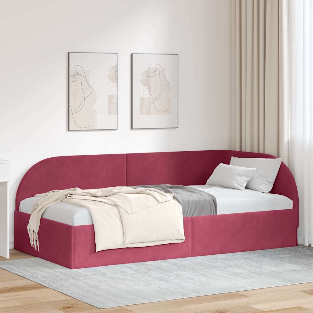 Corner Bed Frame with Headboard Wine red 80 x 200 cm Velvet