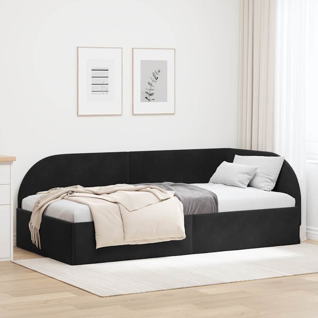 Corner Bed Frame with Headboard Black 80 x 200 cm Velvet
