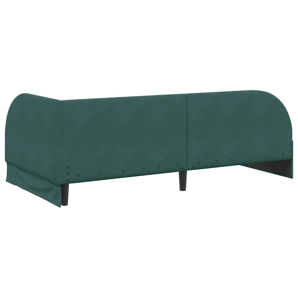 Corner Bed Frame with Headboard Dark green 90 x 190 cm Velvet