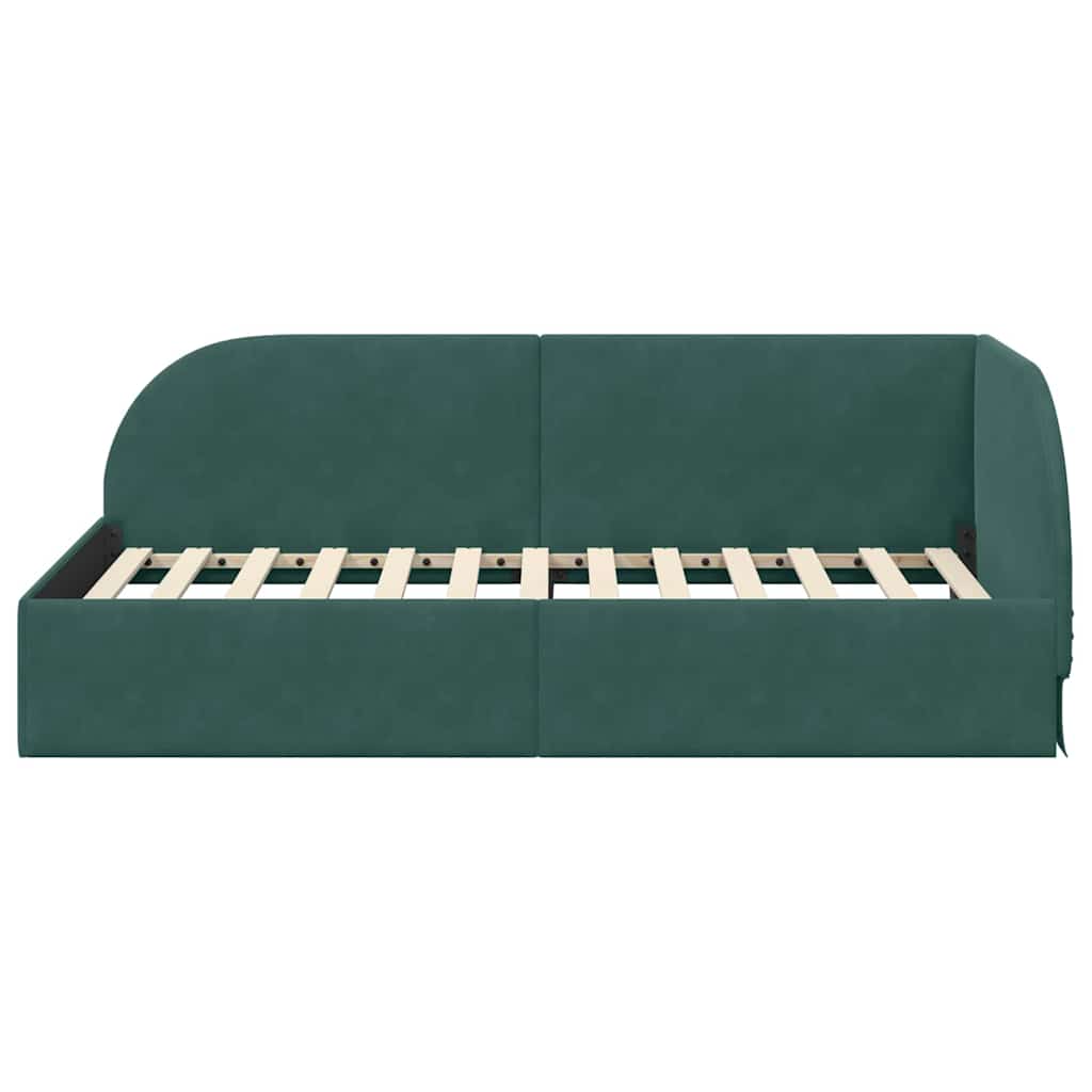 Corner Bed Frame with Headboard Dark green 90 x 190 cm Velvet