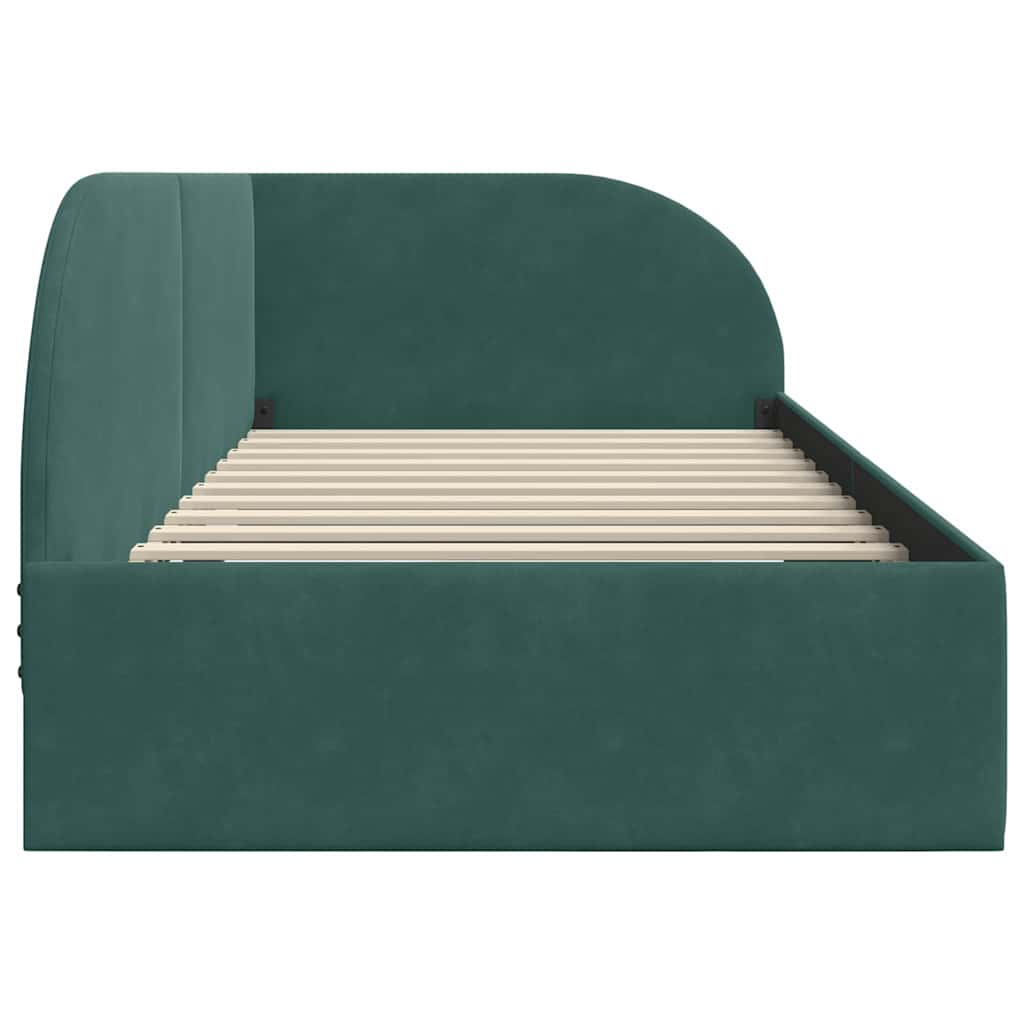 Corner Bed Frame with Headboard Dark green 90 x 190 cm Velvet